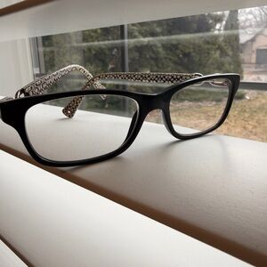 Black Cat-Eye Glasses with Patterned Temples